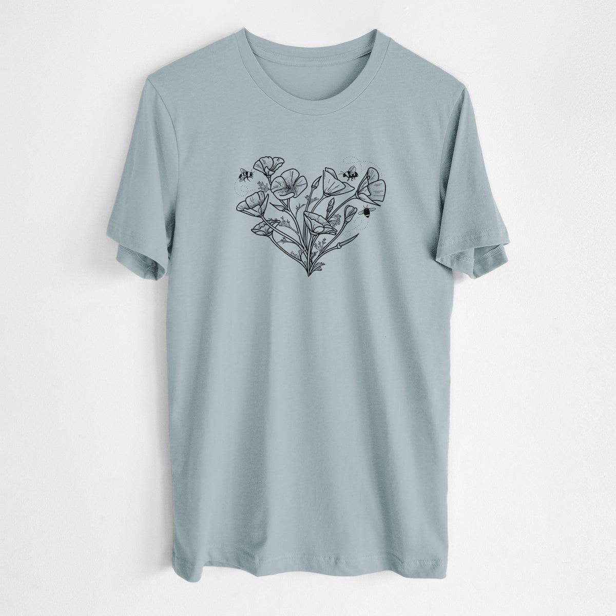 California Poppy Heart - Lightweight 100% Cotton Unisex Crewneck