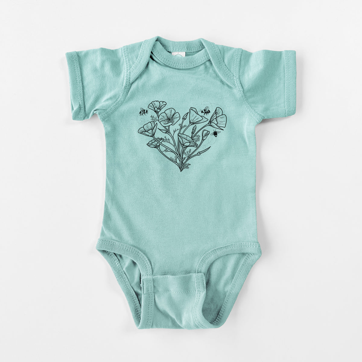 California Poppy Heart - Baby Fine Jersey Bodysuit