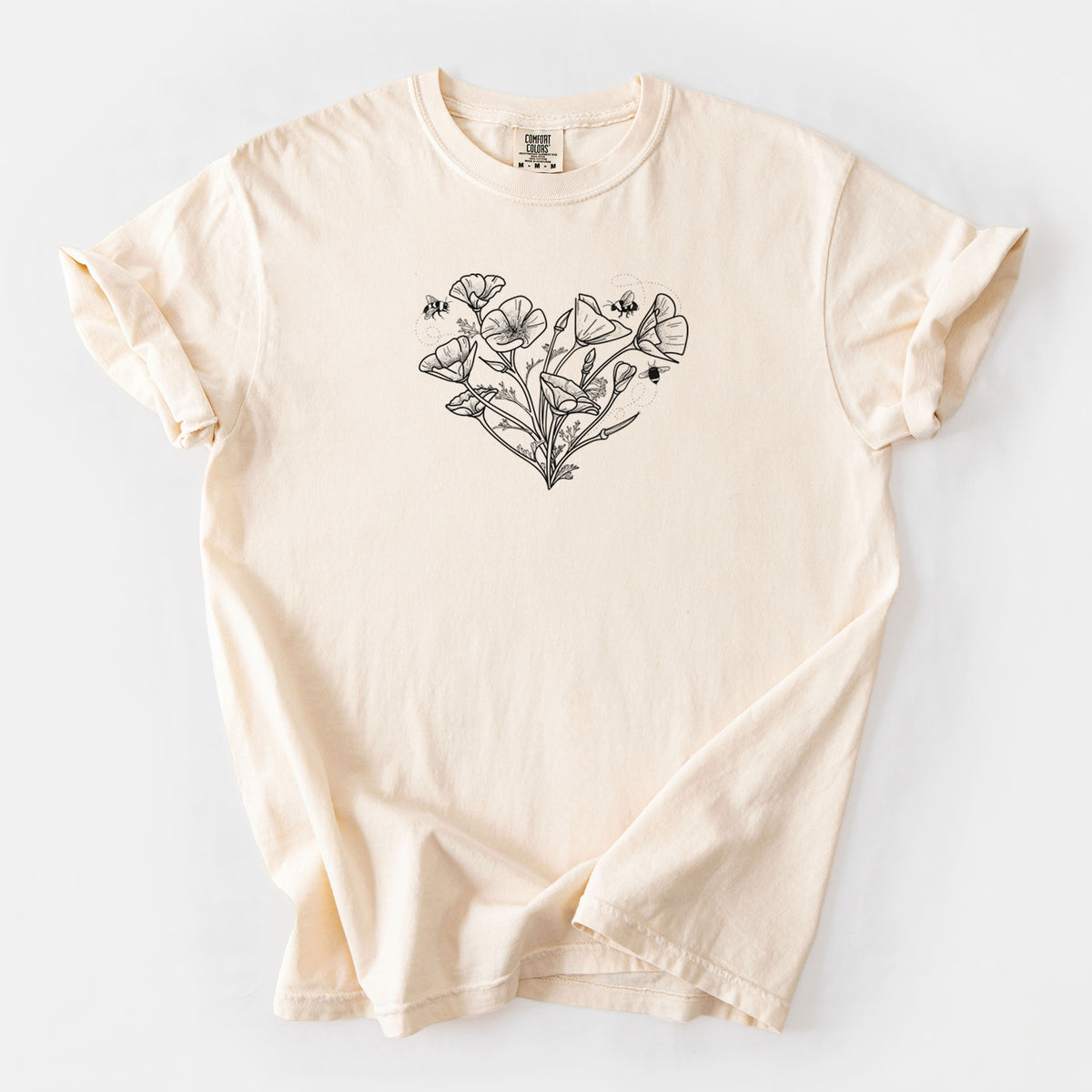 California Poppy Heart - Unisex Comfort Colors Garment-Dyed Heavyweight T-shirt