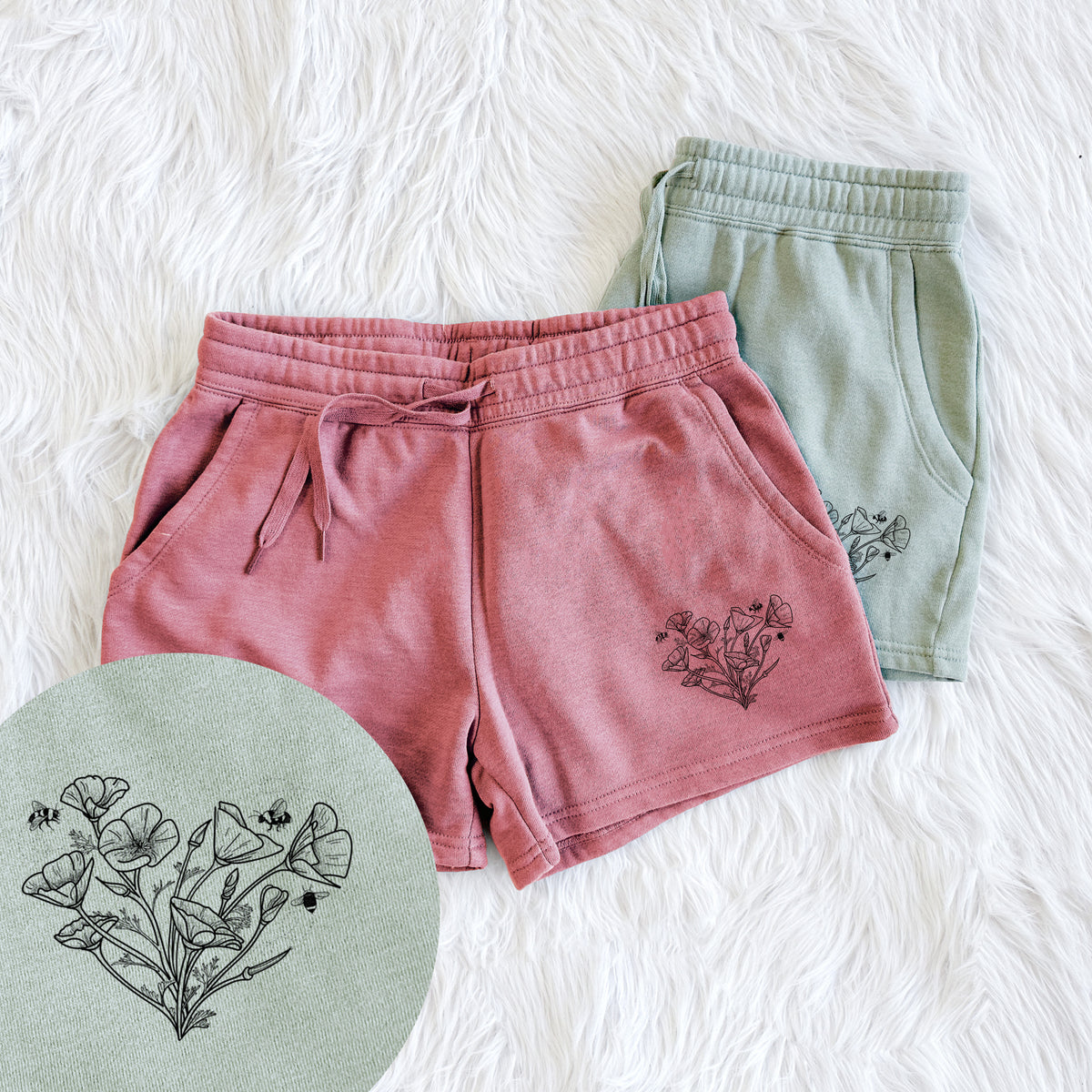 California Poppy Heart - Women&#39;s Cali Wave Shorts