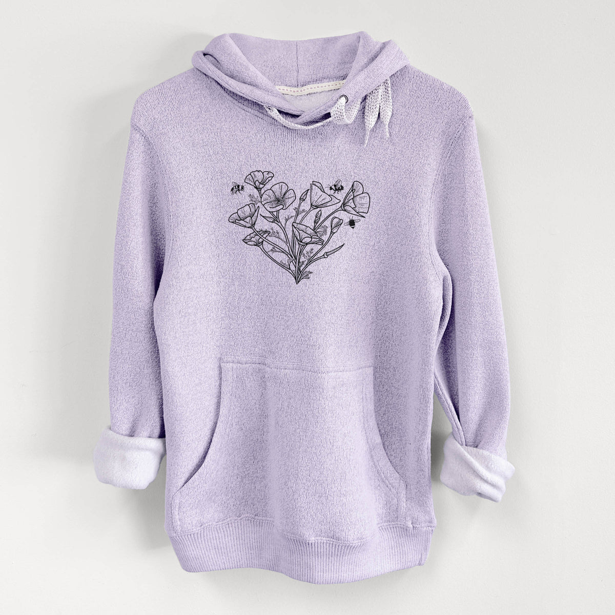 California Poppy Heart - Knit Hoodie