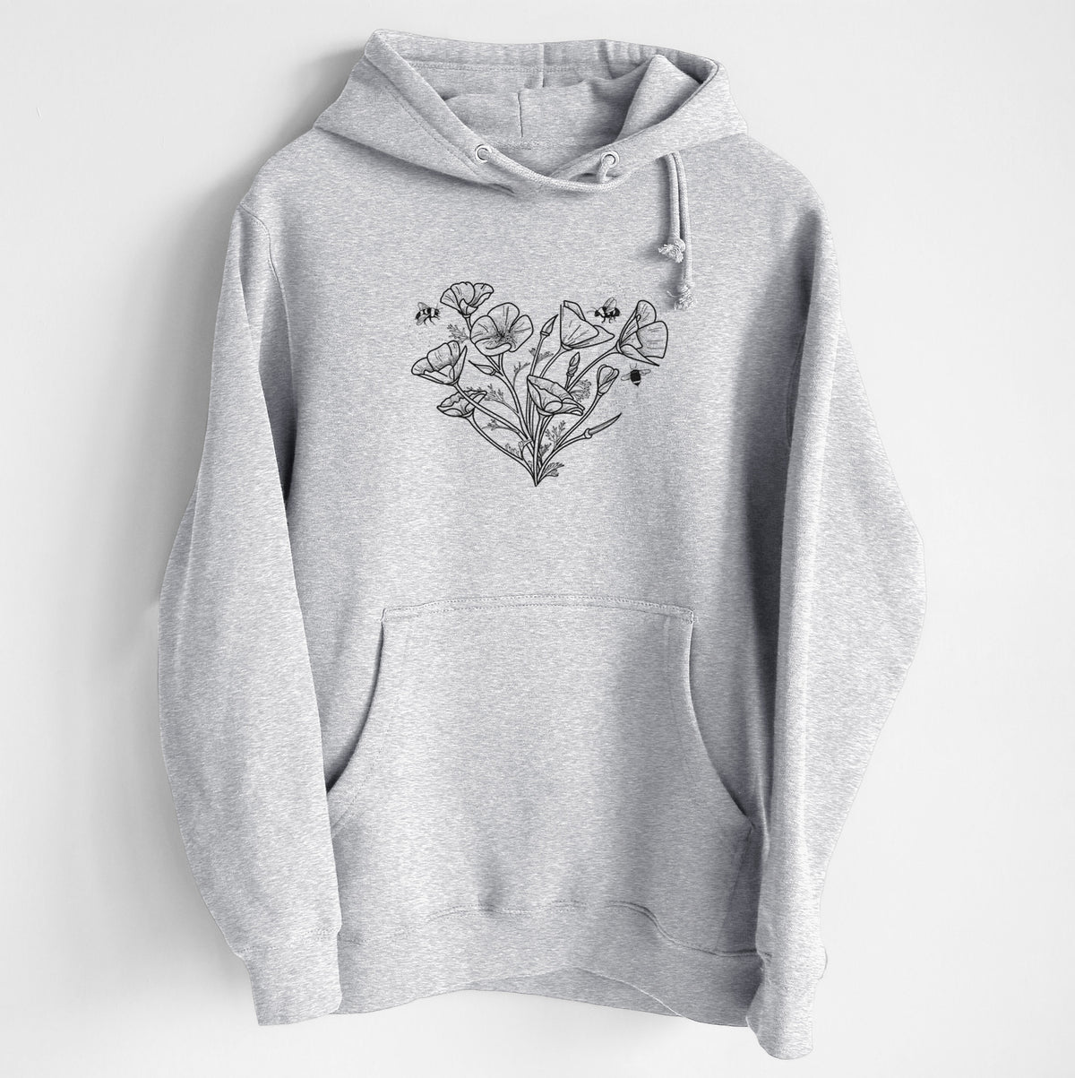 California Poppy Heart - Heavyweight Fleece Hoodie