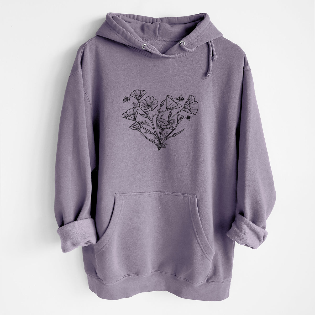 California Poppy Heart - Heavyweight Fleece Hoodie