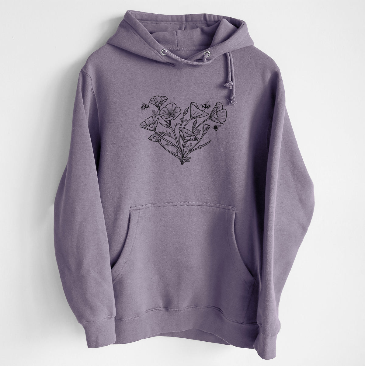California Poppy Heart - Heavyweight Fleece Hoodie