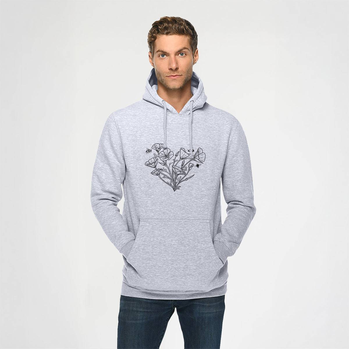 California Poppy Heart - Heavyweight Fleece Hoodie