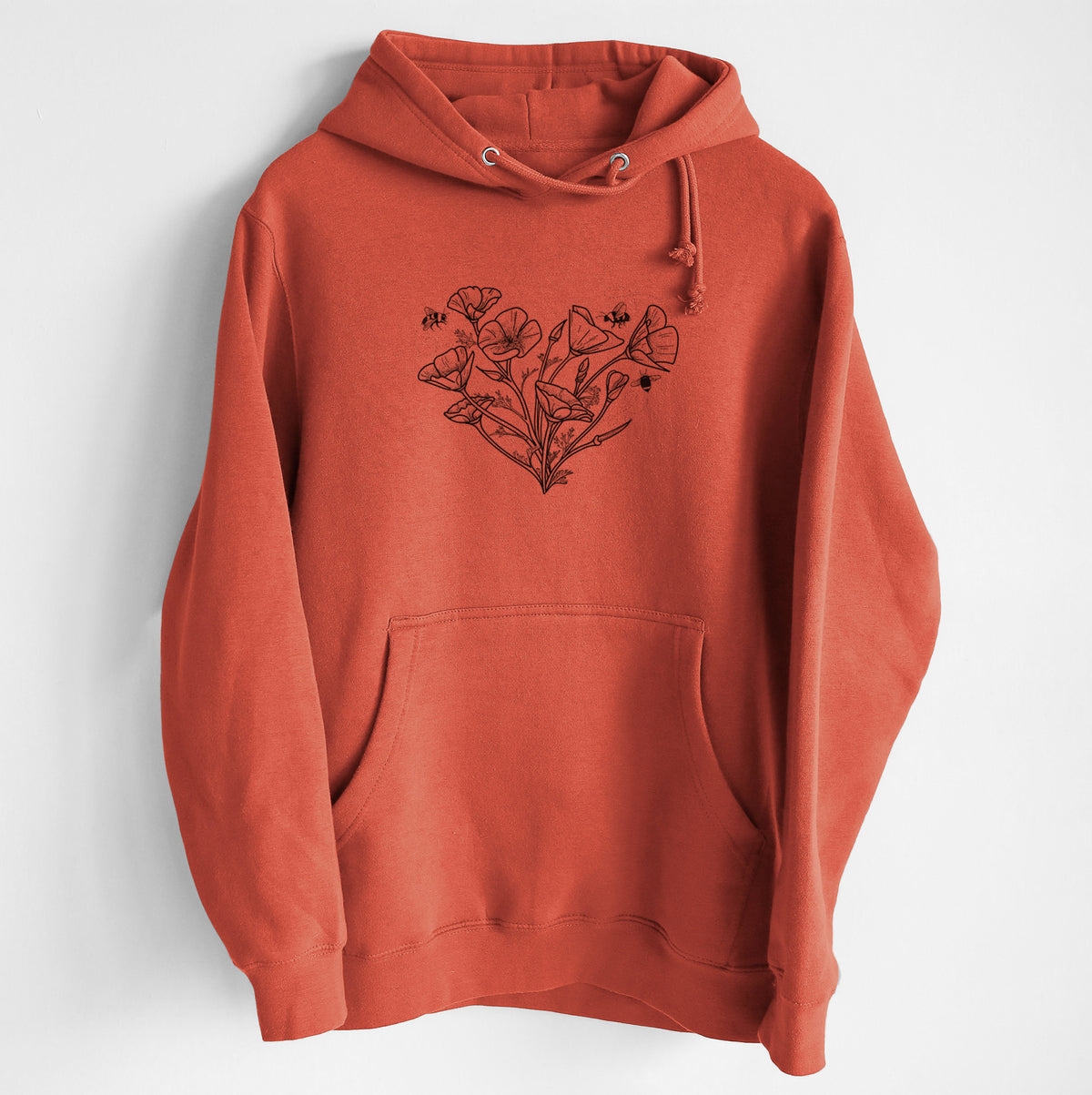 California Poppy Heart - Heavyweight Fleece Hoodie