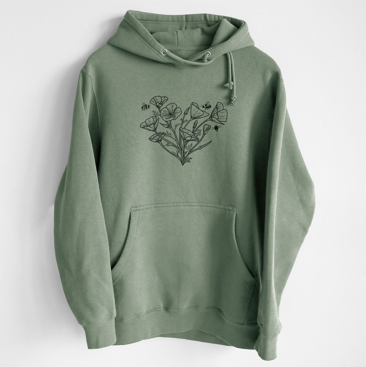 California Poppy Heart - Heavyweight Fleece Hoodie