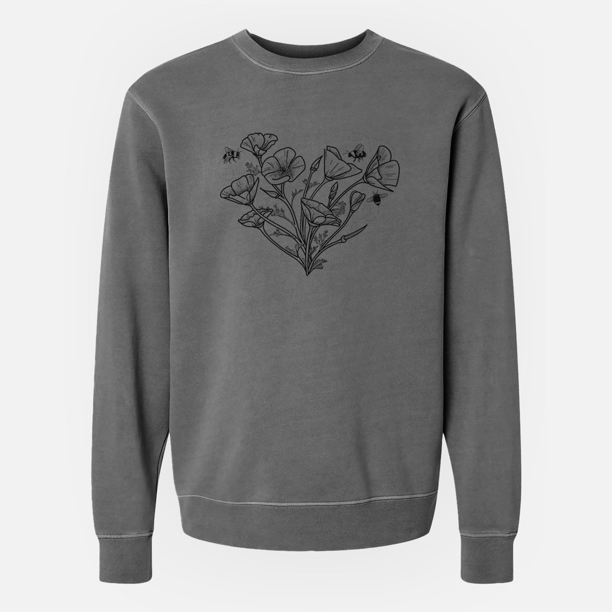 California Poppy Heart - Unisex Pigment Dyed Crew Sweatshirt