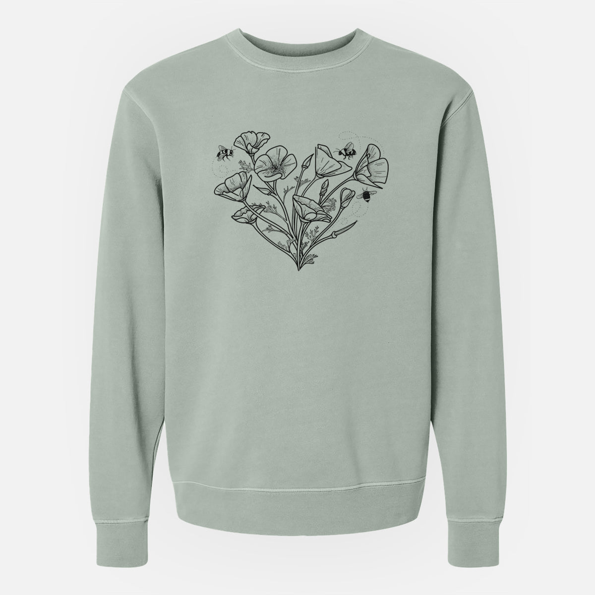 California Poppy Heart - Unisex Pigment Dyed Crew Sweatshirt