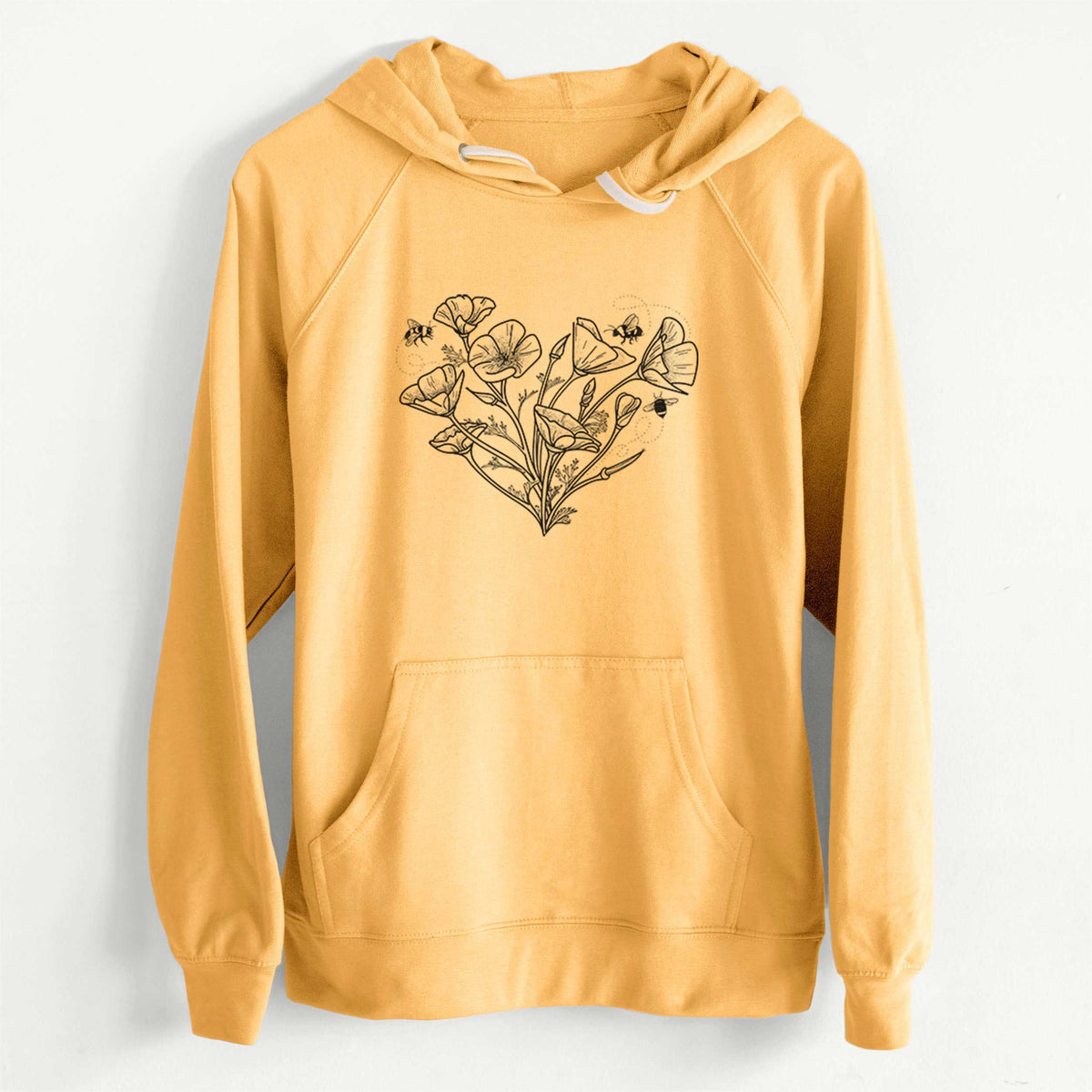 CLEARANCE - California Poppy Heart  - Unisex Slim Fit Loopback Terry Hoodie