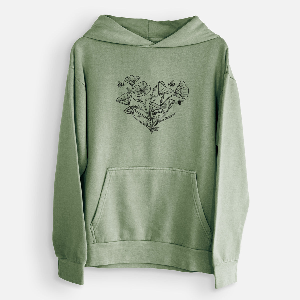 California Poppy Heart  - Urban Heavyweight Hoodie