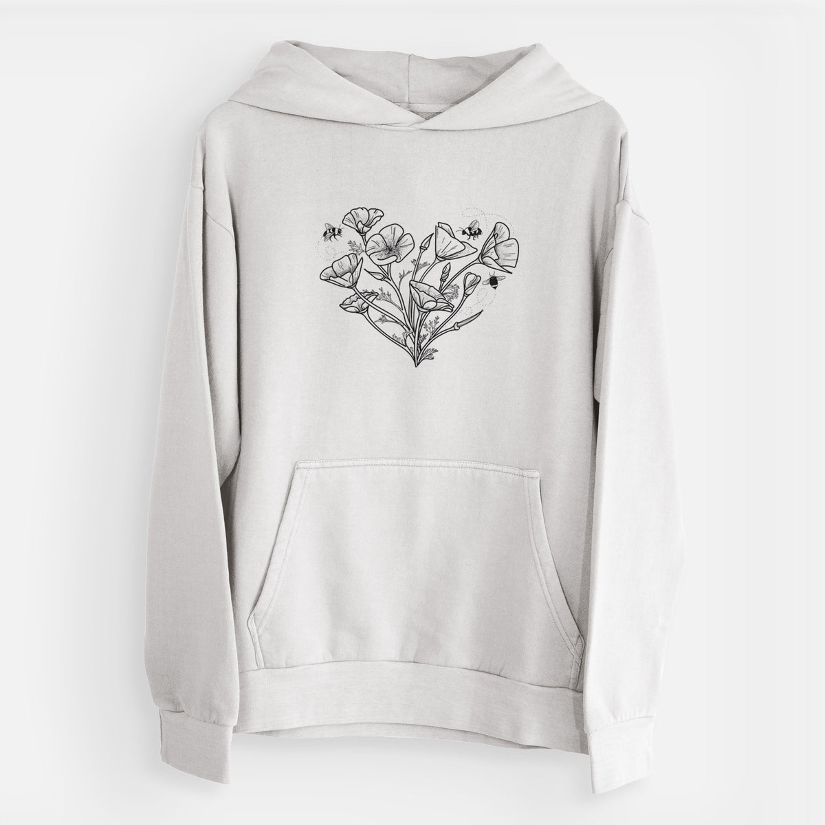 California Poppy Heart  - Urban Heavyweight Hoodie