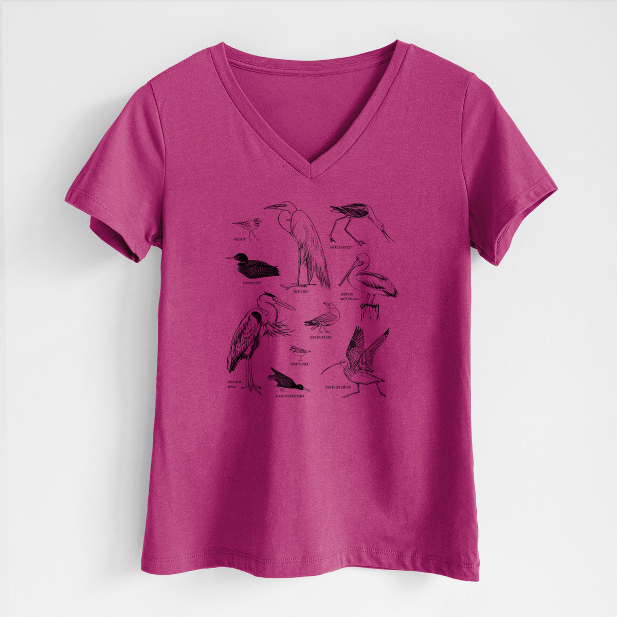 California Shorebirds - Women&#39;s Lightweight Relaxed Fit 100% Cotton V-neck