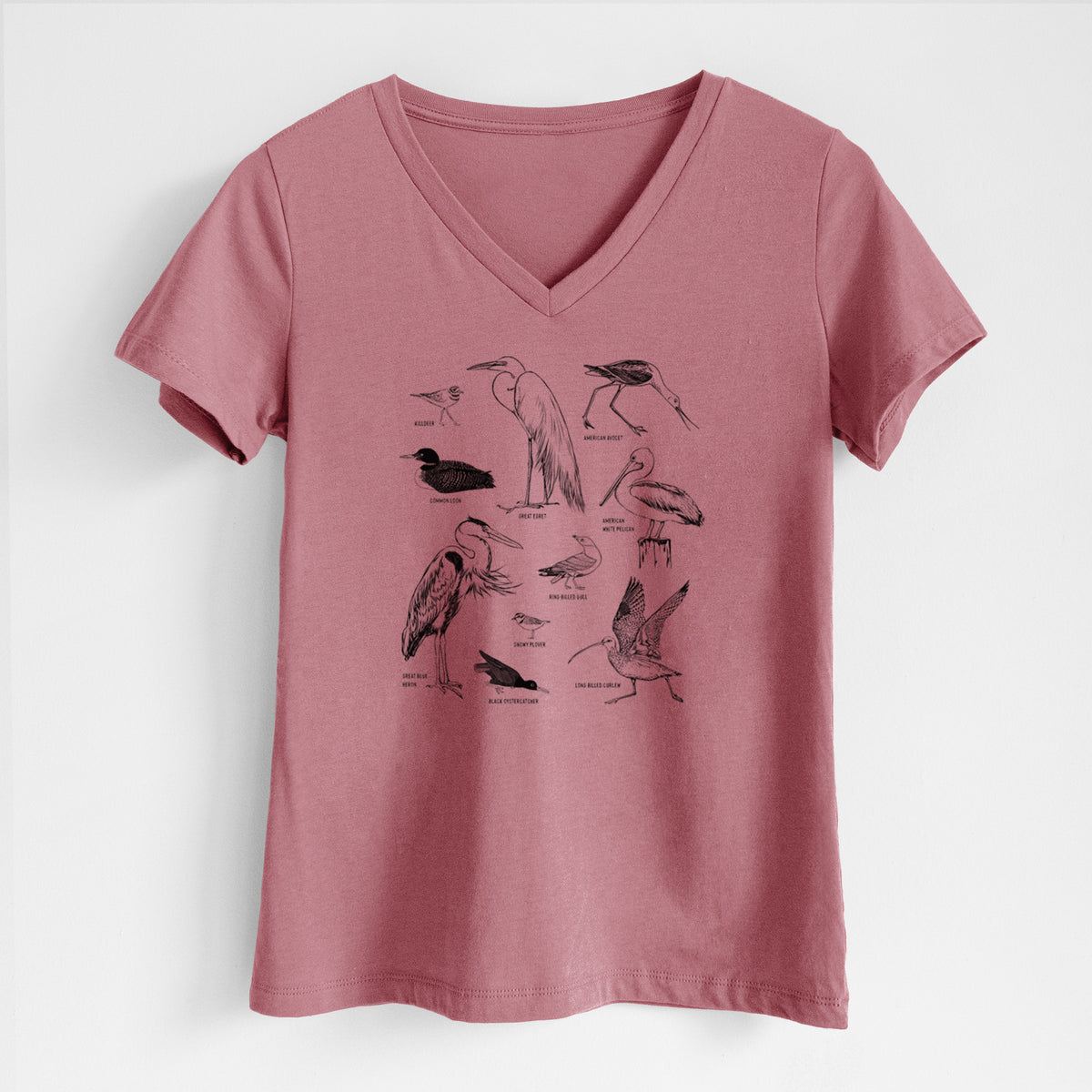 California Shorebirds - Women&#39;s Lightweight Relaxed Fit 100% Cotton V-neck