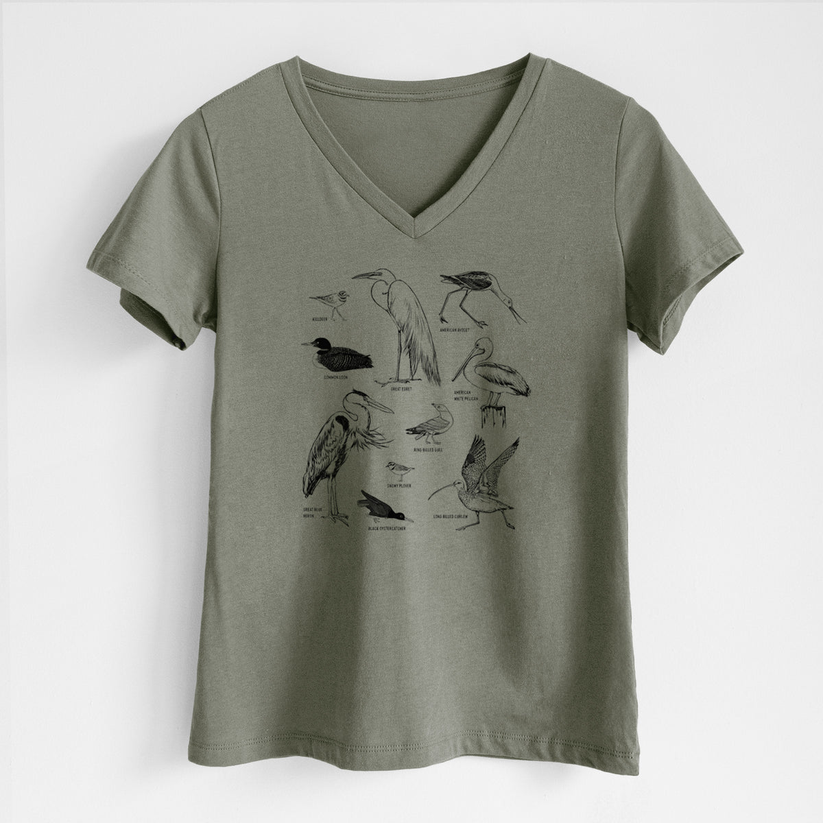 California Shorebirds - Women&#39;s Lightweight Relaxed Fit 100% Cotton V-neck