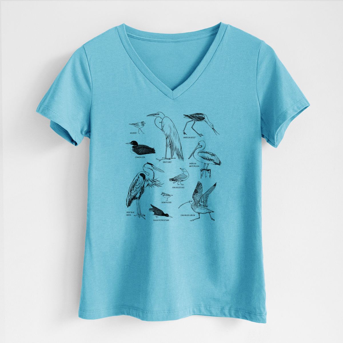 California Shorebirds - Women&#39;s Lightweight Relaxed Fit 100% Cotton V-neck