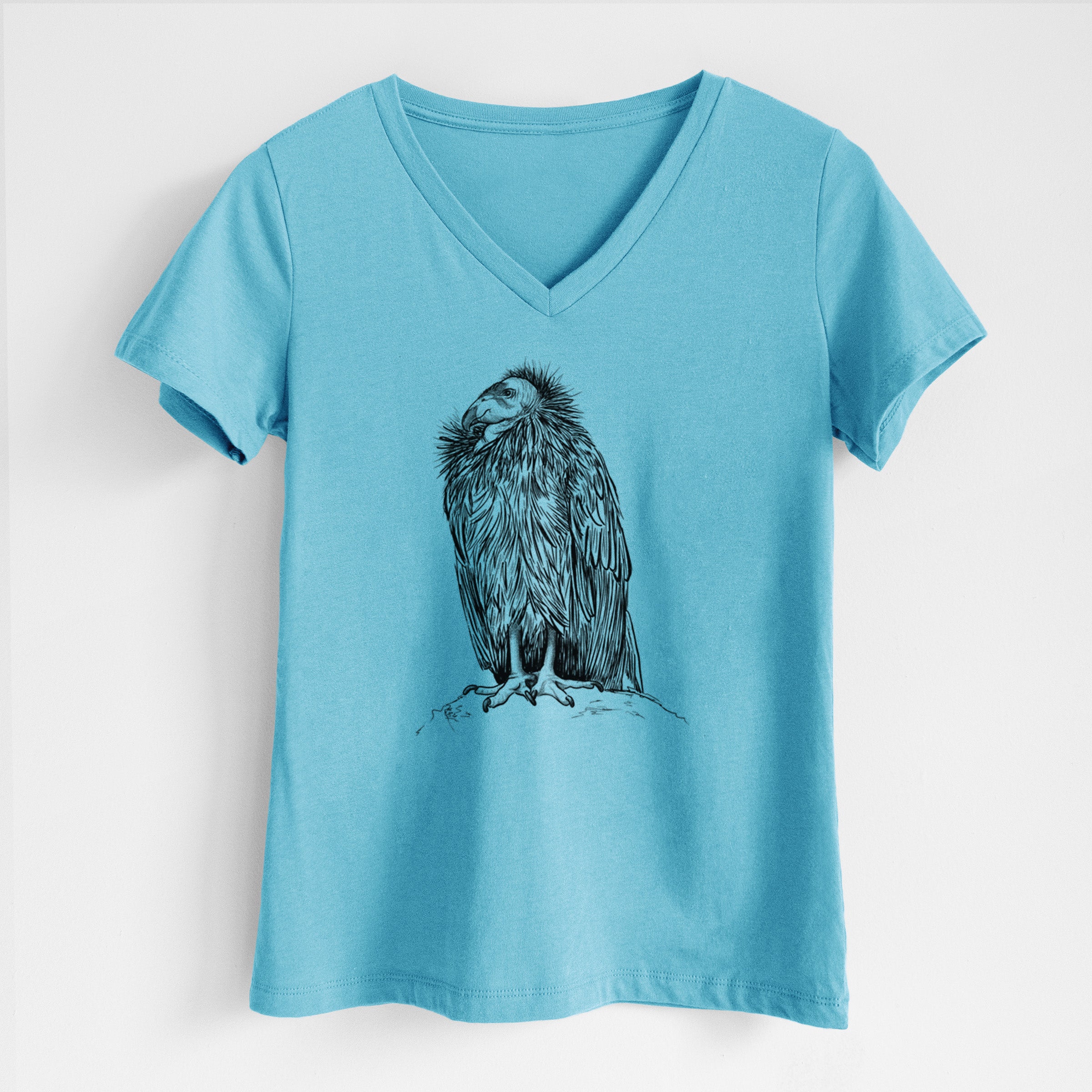 California Condor - Gymnogyps californianus - Women's Lightweight Relaxed Fit 100% Cotton V-neck