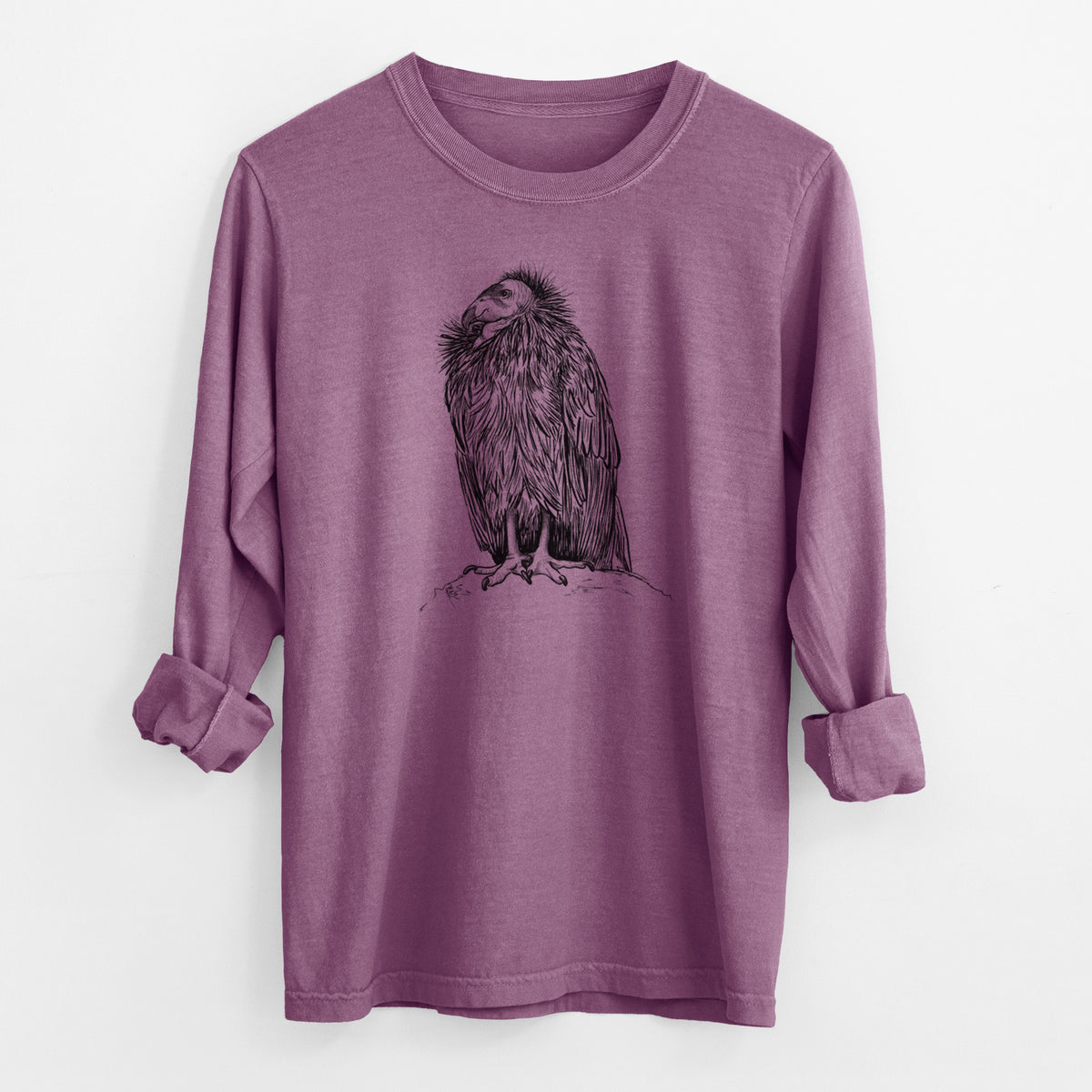 California Condor - Gymnogyps californianus - Men&#39;s Heavyweight 100% Cotton Long Sleeve