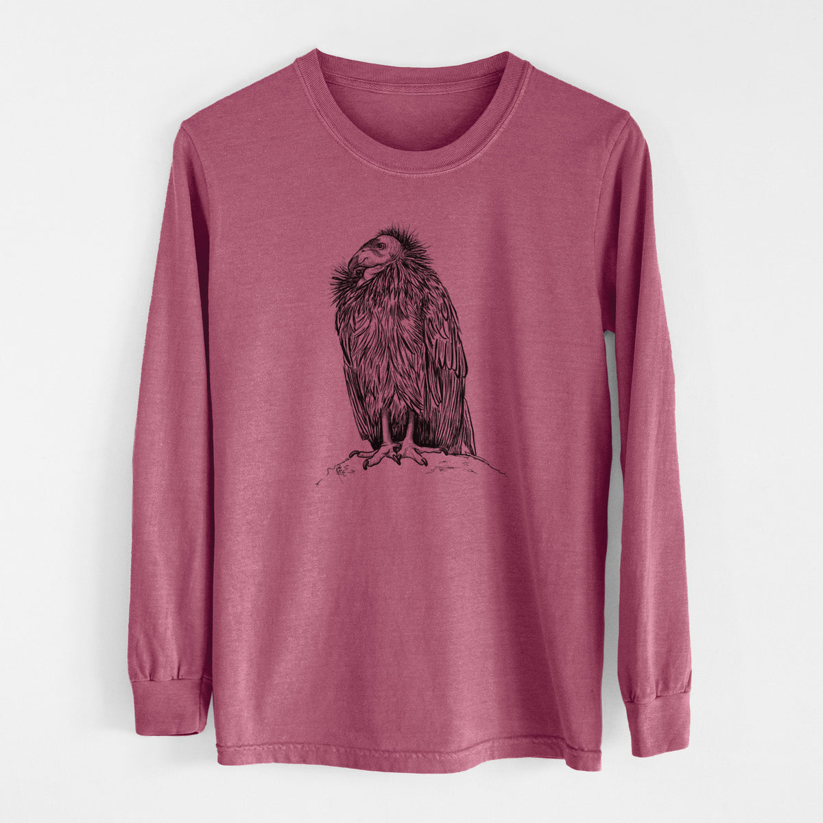 California Condor - Gymnogyps californianus - Men&#39;s Heavyweight 100% Cotton Long Sleeve