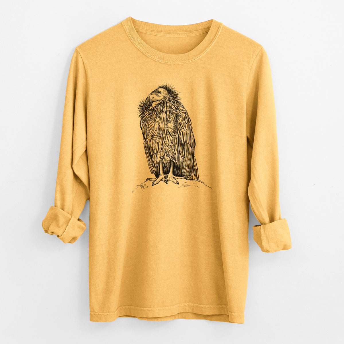 California Condor - Gymnogyps californianus - Men&#39;s Heavyweight 100% Cotton Long Sleeve