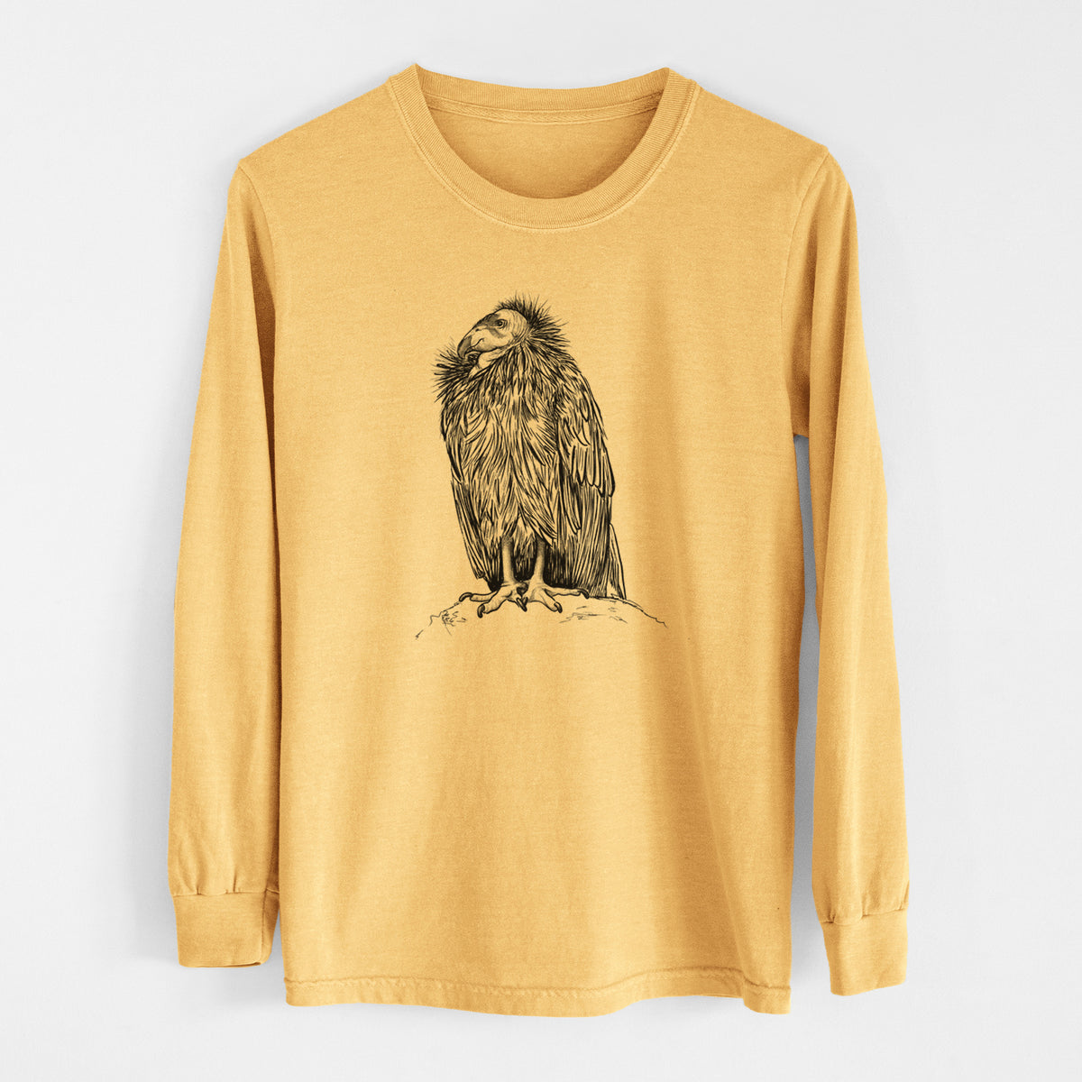 California Condor - Gymnogyps californianus - Men&#39;s Heavyweight 100% Cotton Long Sleeve