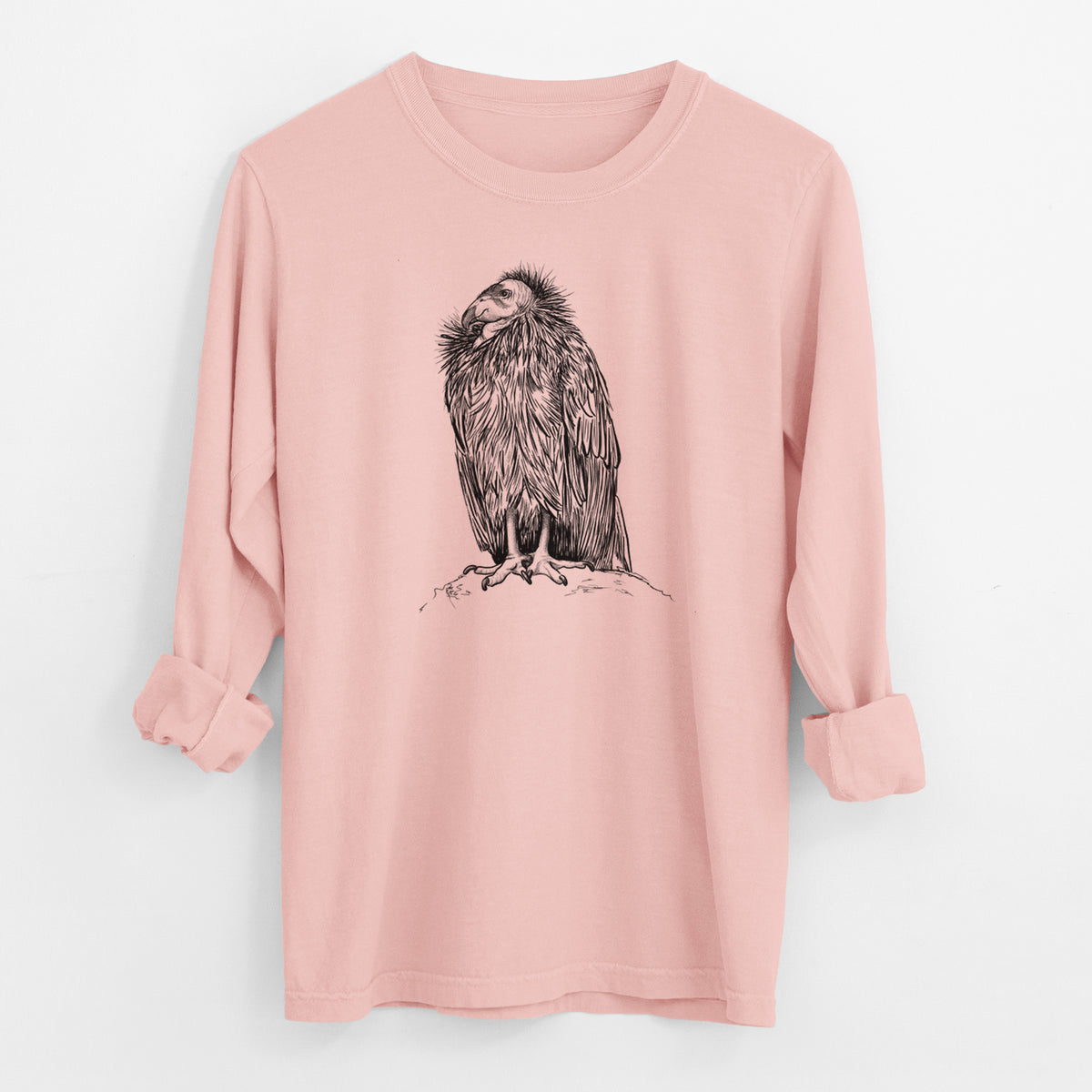 California Condor - Gymnogyps californianus - Men&#39;s Heavyweight 100% Cotton Long Sleeve