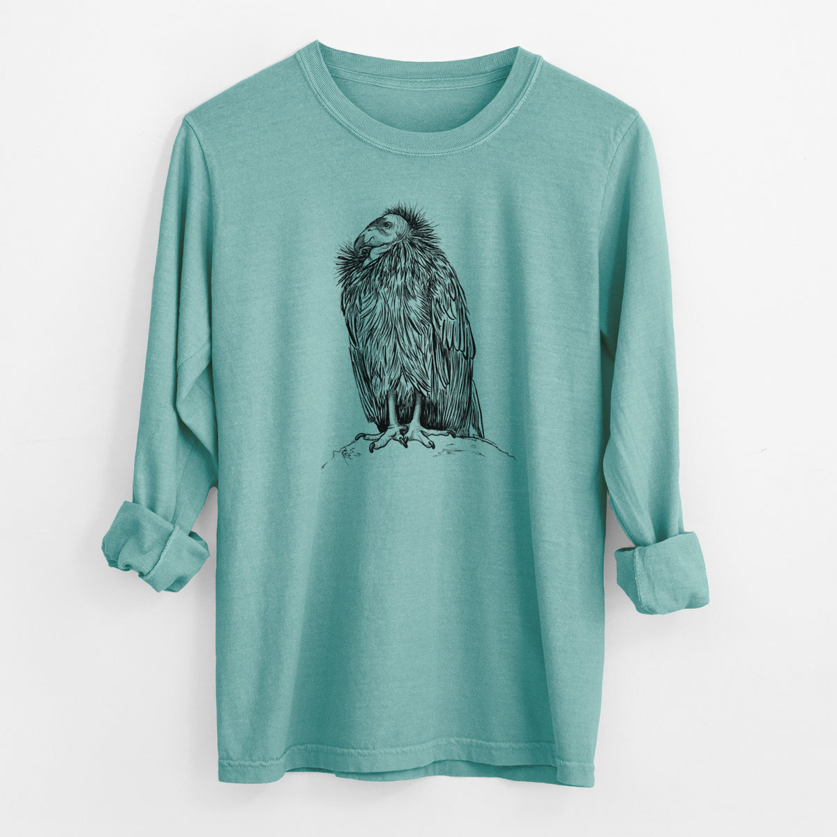 California Condor - Gymnogyps californianus - Men&#39;s Heavyweight 100% Cotton Long Sleeve