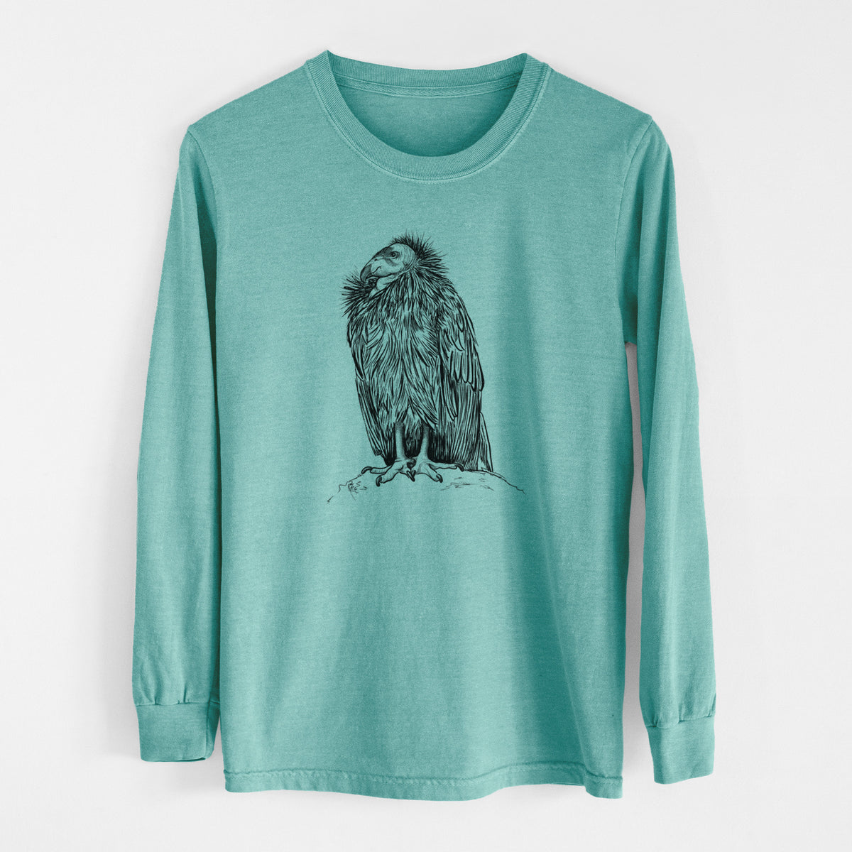 California Condor - Gymnogyps californianus - Men&#39;s Heavyweight 100% Cotton Long Sleeve