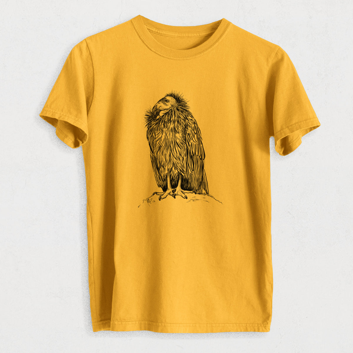 California Condor - Gymnogyps californianus - Heavyweight Men&#39;s 100% Organic Cotton Tee