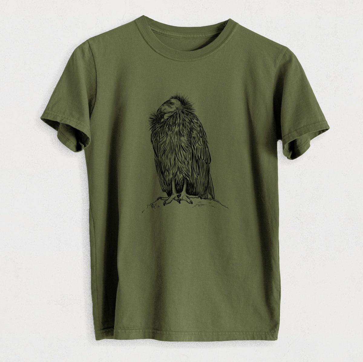 California Condor - Gymnogyps californianus - Heavyweight Men&#39;s 100% Organic Cotton Tee