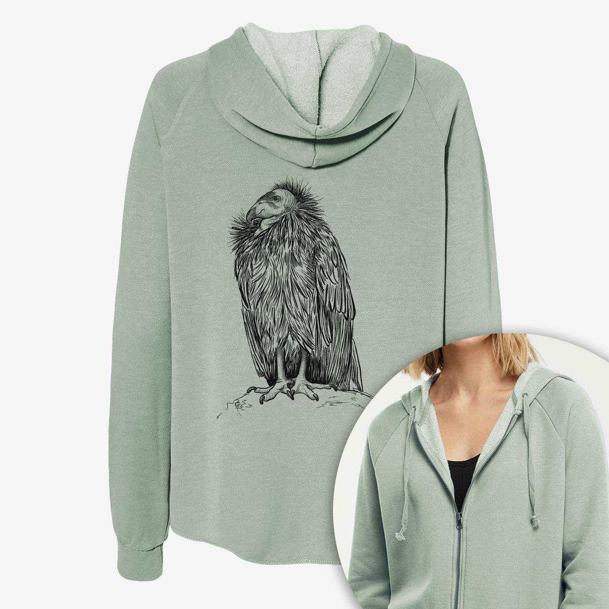 California Condor - Gymnogyps californianus - Women's Cali Wave Zip-Up Sweatshirt