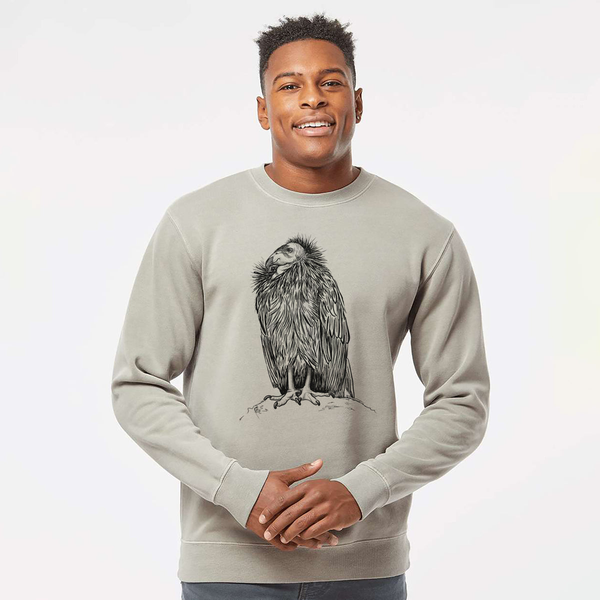 California Condor - Gymnogyps californianus - Unisex Pigment Dyed Crew Sweatshirt