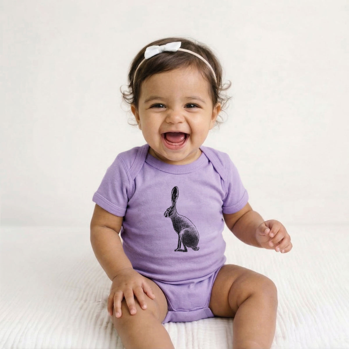 Wild California Hare - Black-tailed Jackrabbit - Baby Fine Jersey Bodysuit