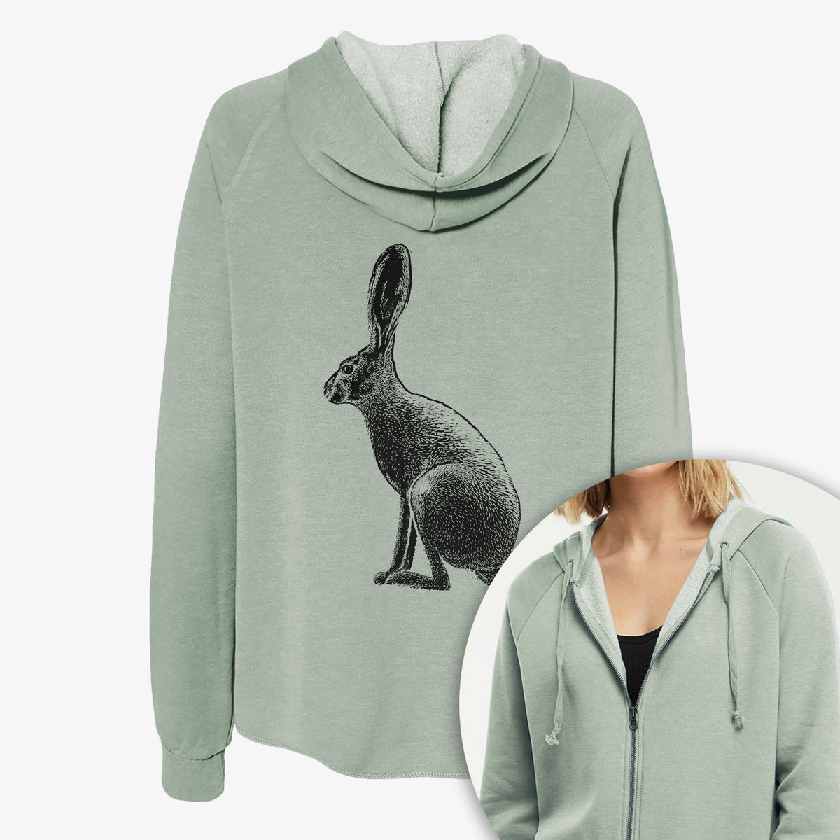 Wild California Hare - Black-tailed Jackrabbit - Women's Cali Wave Zip-Up Sweatshirt