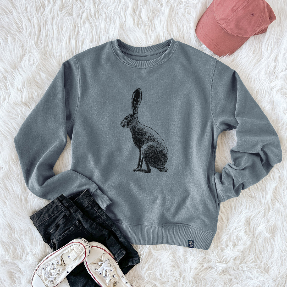 Wild California Hare - Black-tailed Jackrabbit  - Unisex Reclaimed Crewneck Sweatshirt