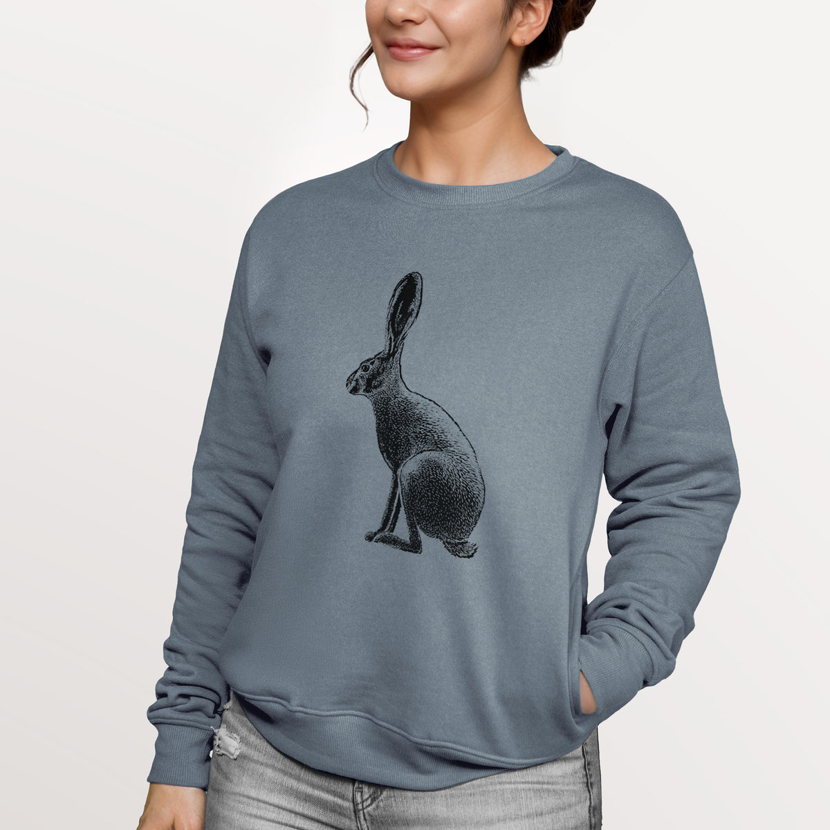 Wild California Hare - Black-tailed Jackrabbit  - Unisex Reclaimed Crewneck Sweatshirt