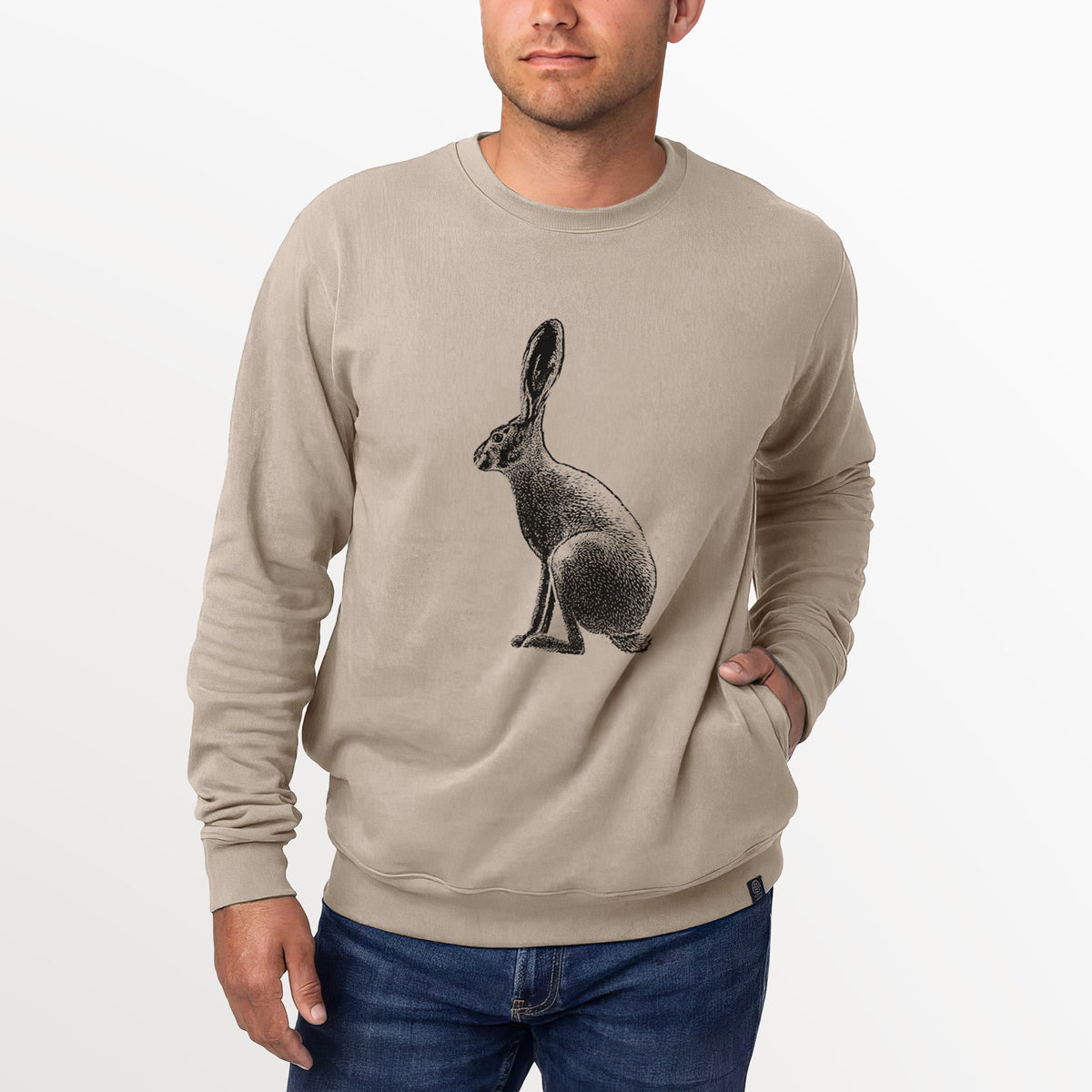 Wild California Hare - Black-tailed Jackrabbit  - Unisex Reclaimed Crewneck Sweatshirt