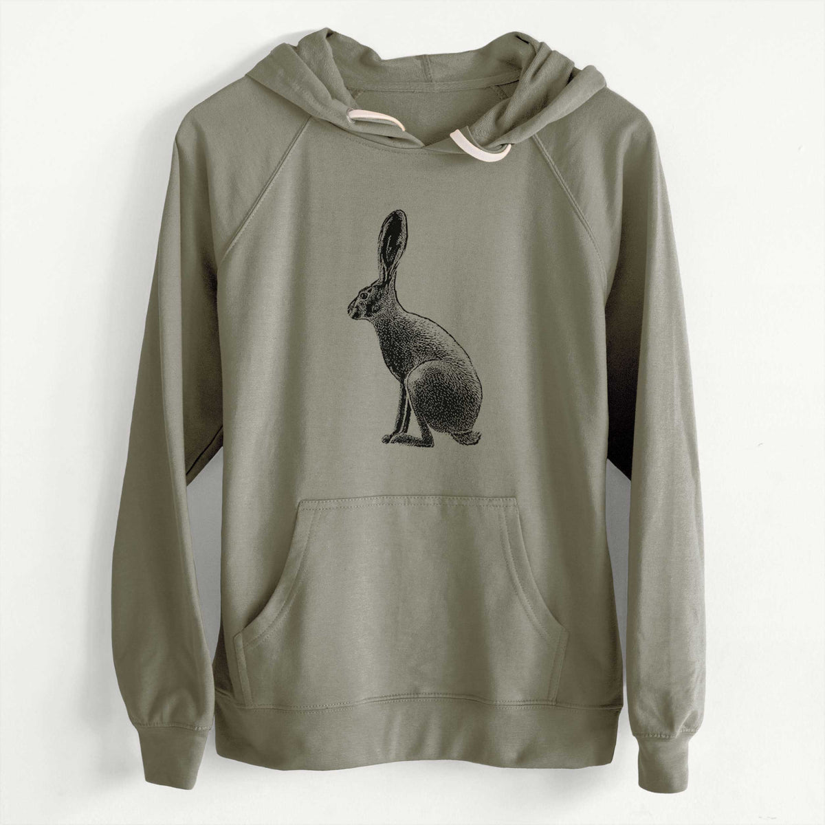 CLEARANCE - Wild California Hare - Black-tailed Jackrabbit  - Unisex Slim Fit Loopback Terry Hoodie