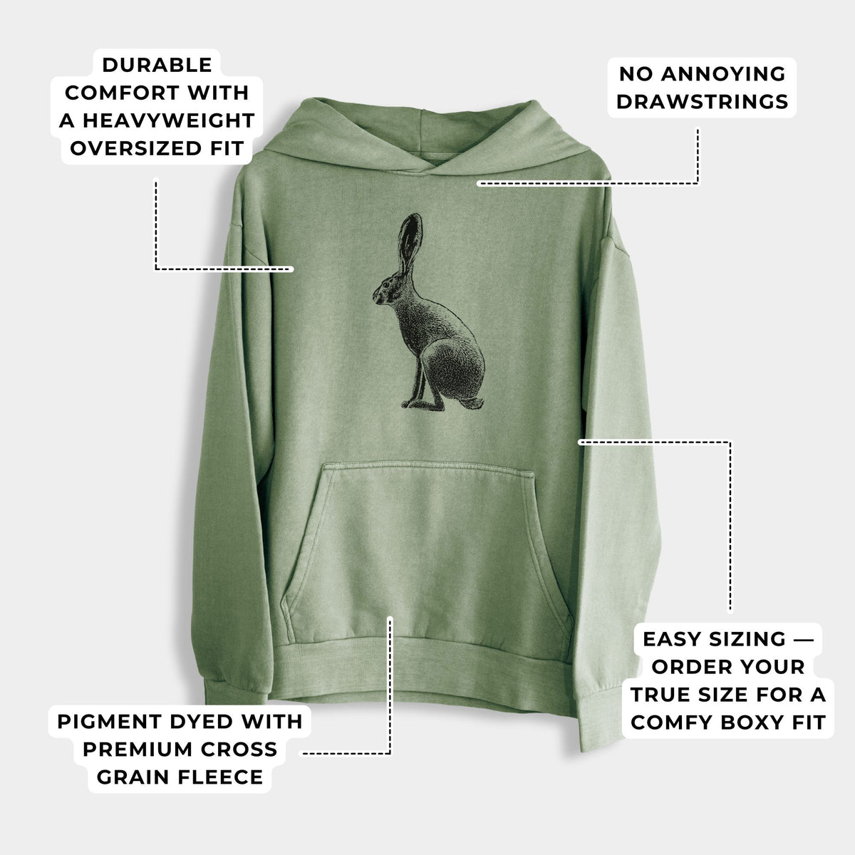 Wild California Hare - Black-tailed Jackrabbit  - Urban Heavyweight Hoodie