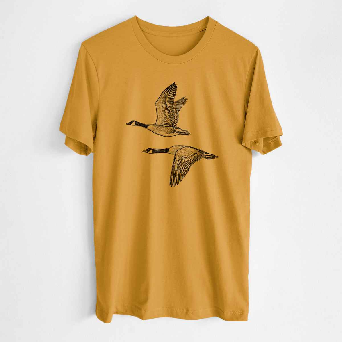 Canada Geese in Flight - Branta canadensis - Lightweight 100% Cotton Unisex Crewneck in Honeycomb, worn by model
