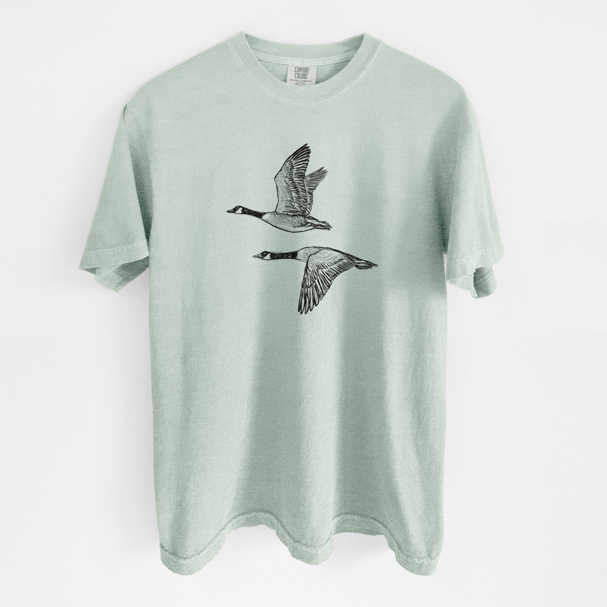 Canada Geese in Flight - Branta canadensis - Unisex Comfort Colors Garment-Dyed Heavyweight T-shirt in Bay