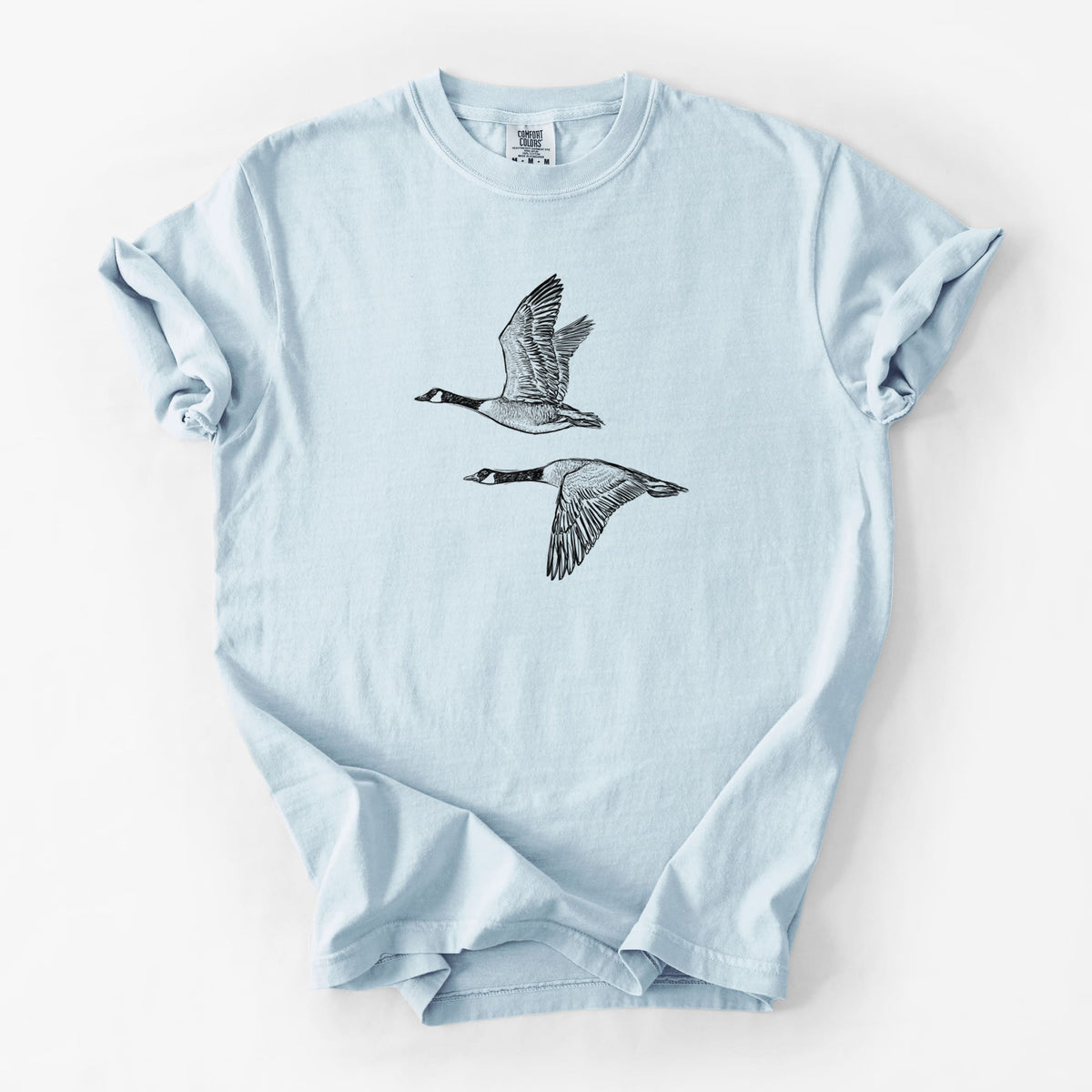 Canada Geese in Flight - Branta canadensis - Unisex Comfort Colors Garment-Dyed Heavyweight T-shirt in Chambray