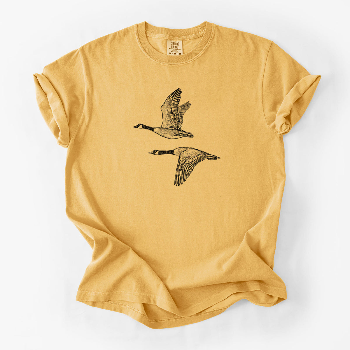 Canada Geese in Flight - Branta canadensis - Unisex Comfort Colors Garment-Dyed Heavyweight T-shirt in Golden Wheat