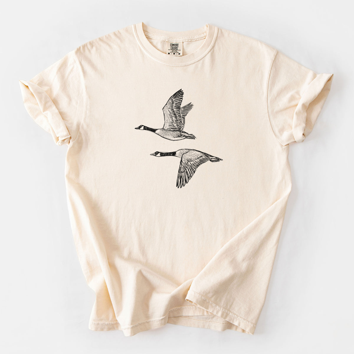 Canada Geese in Flight - Branta canadensis - Unisex Comfort Colors Garment-Dyed Heavyweight T-shirt in Ivory