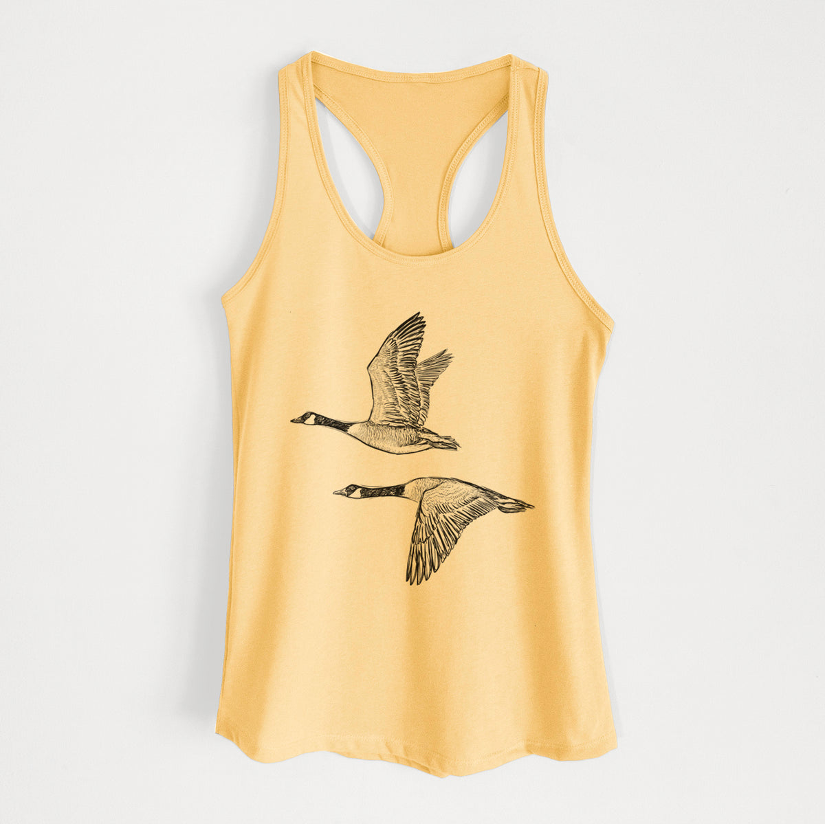 Canada Geese in Flight - Branta canadensis - Women's Racerback Tanktop in Banana Cream