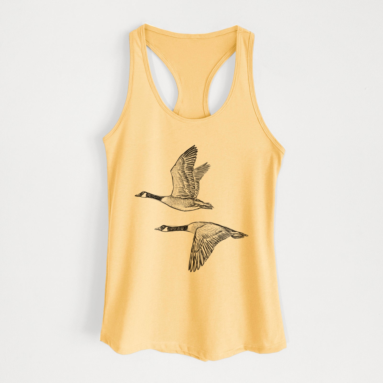 Canada Geese in Flight - Branta canadensis - Women's Racerback Tanktop in Banana Cream