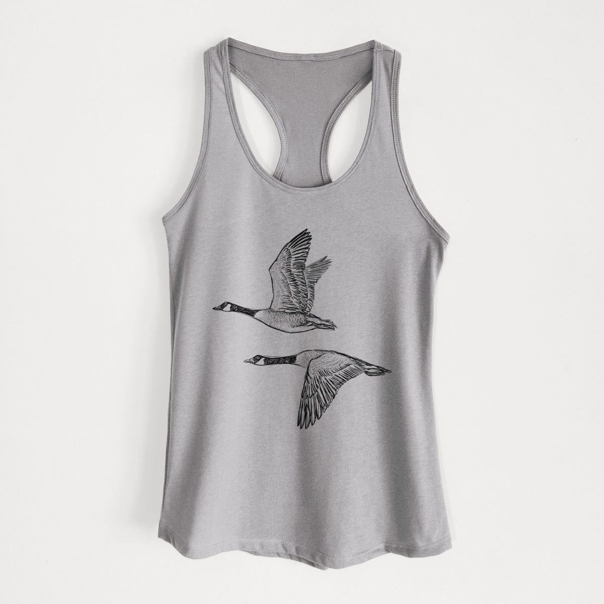 Canada Geese in Flight - Branta canadensis - Women's Racerback Tanktop in Heather Grey