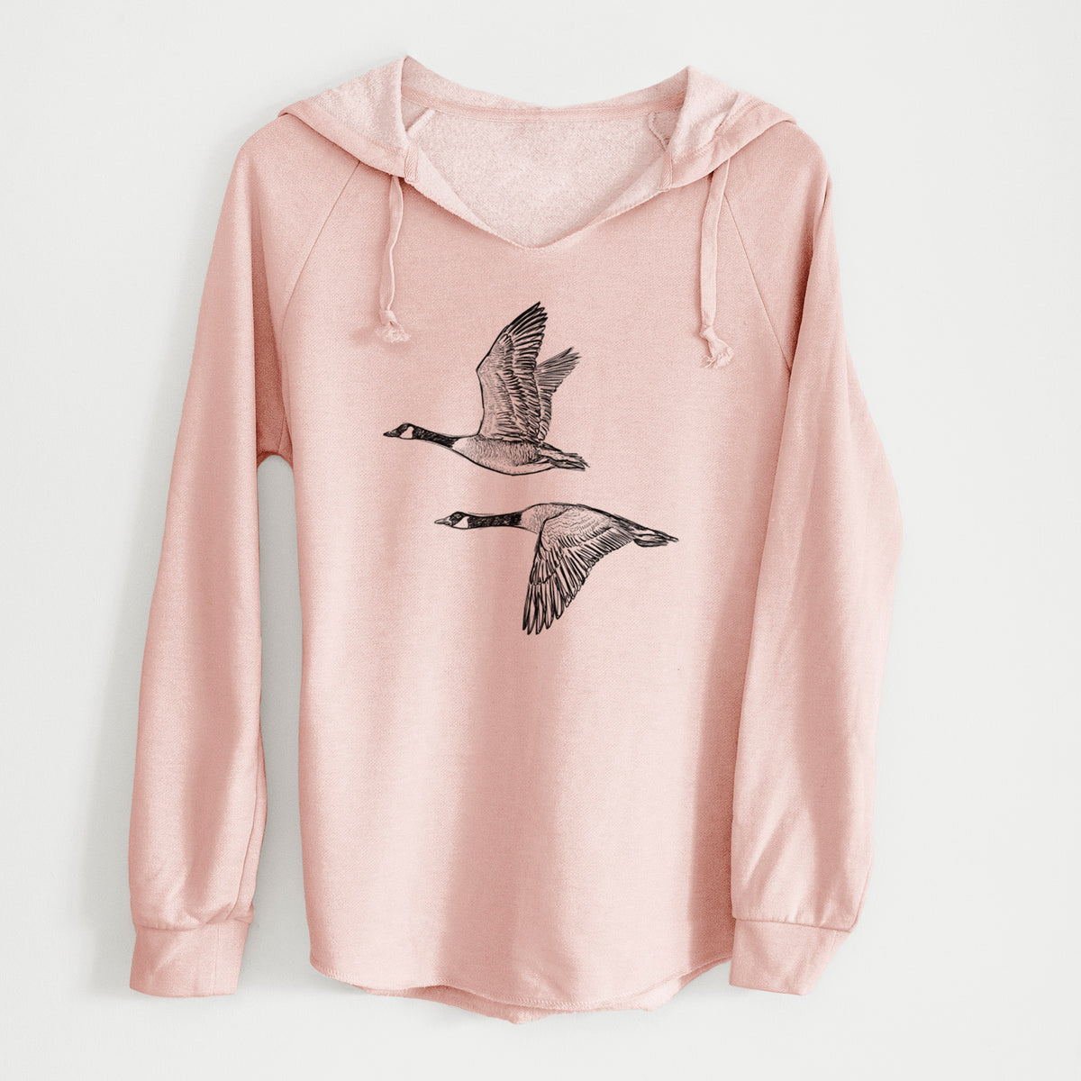 Canada Geese in Flight - Branta canadensis - Cali Wave Hooded Sweatshirt in Blush
