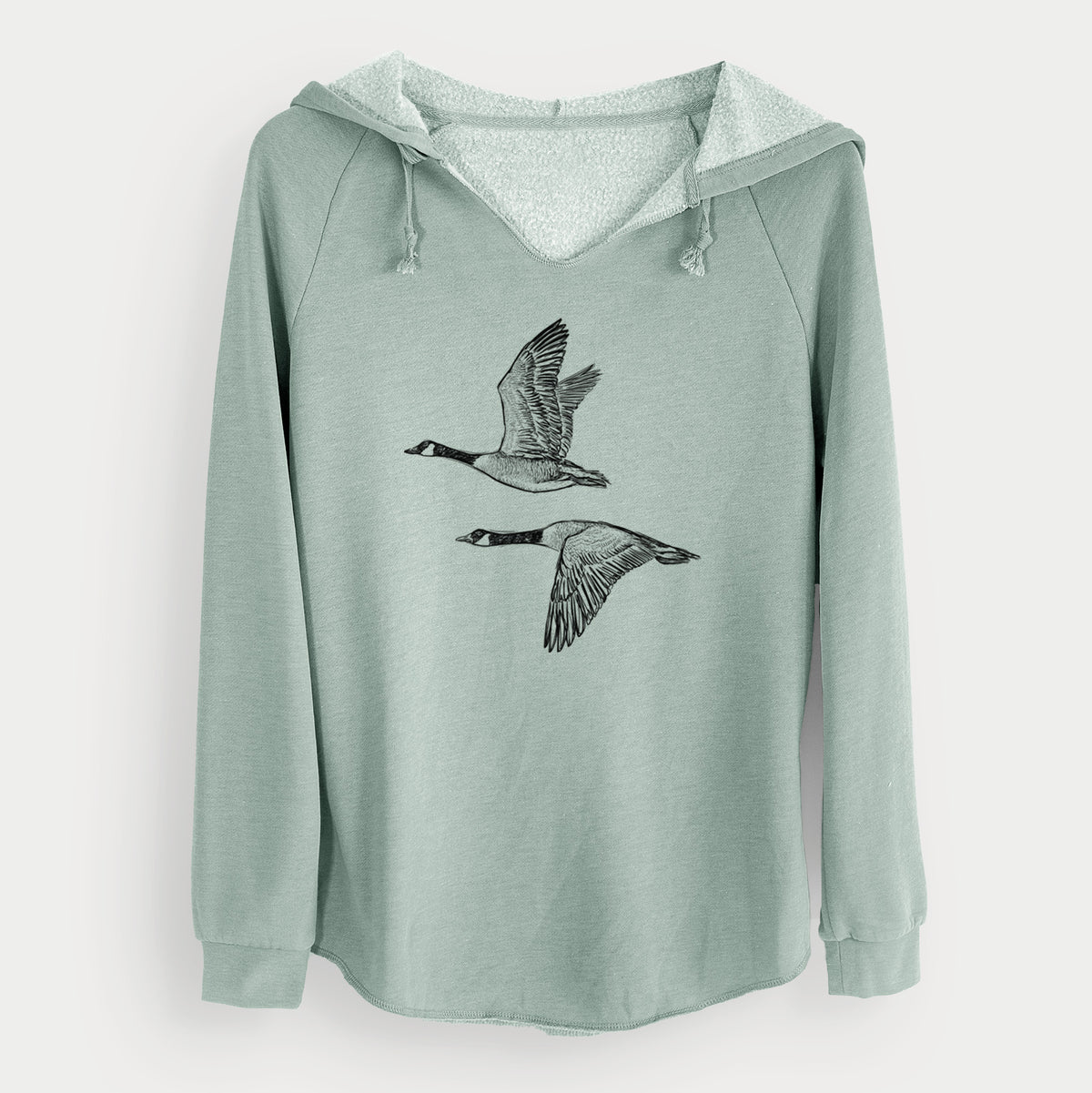 Canada Geese in Flight - Branta canadensis - Cali Wave Hooded Sweatshirt in Sage
