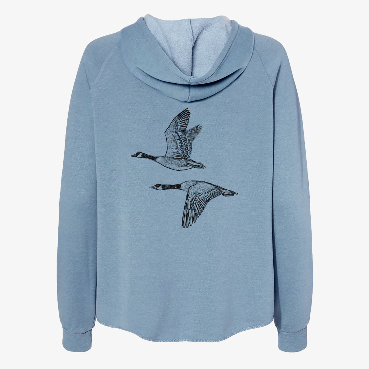 Canada Geese in Flight - Branta canadensis - Women's Cali Wave Zip-Up Sweatshirt in Misty Blue